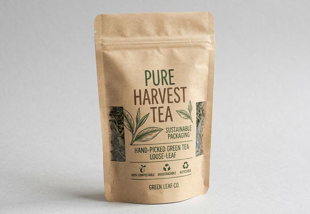 kraft paper stand up pouch for tea
