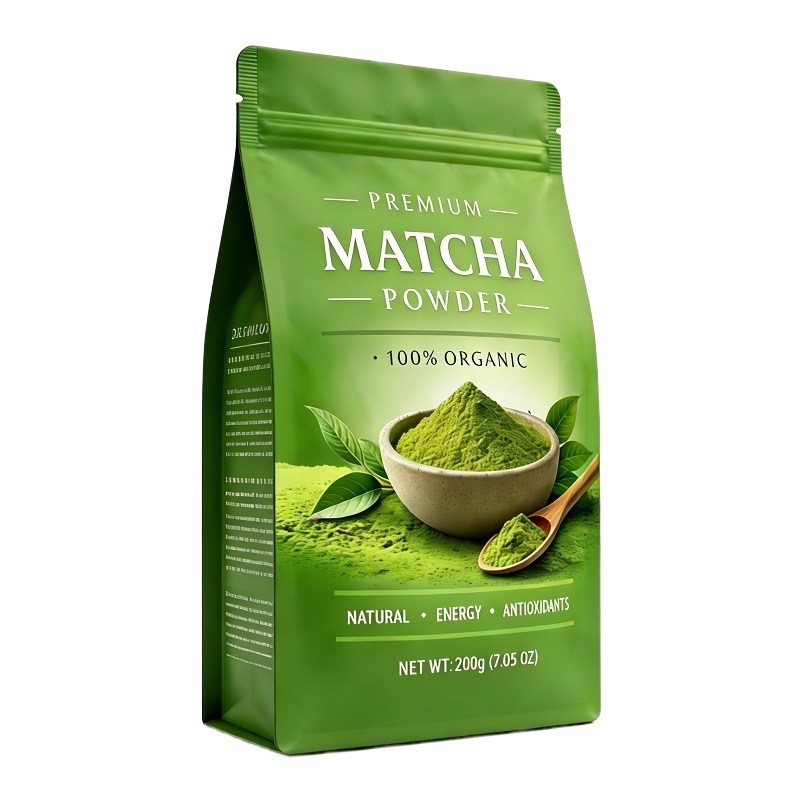 Eco-Friendly Recyclable Flat Bottom Bag for Matcha Powder Eco-Friendly Recyclable Flat Bottom Bag for Matcha Powder