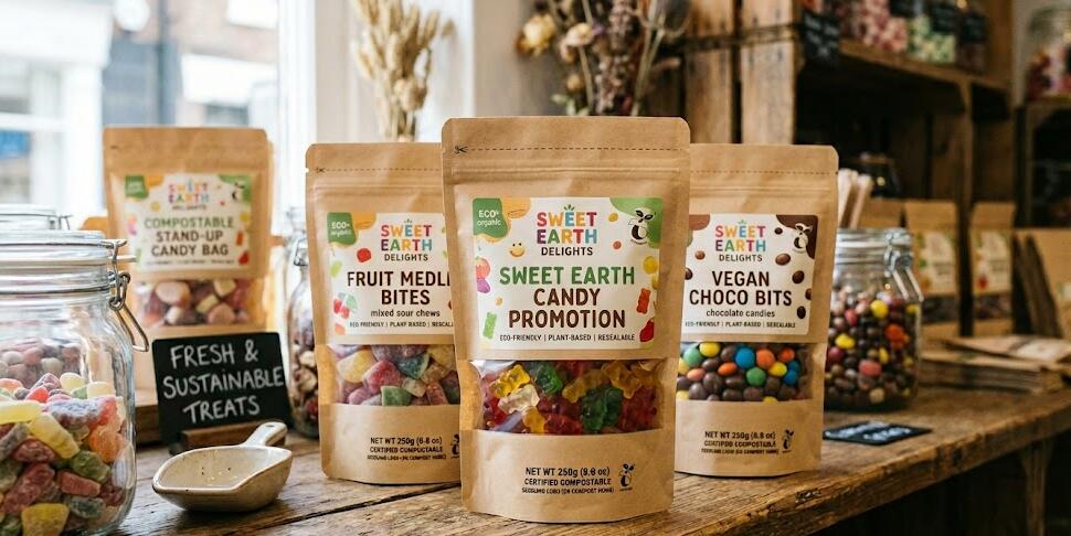 kraft stand up pouches with window