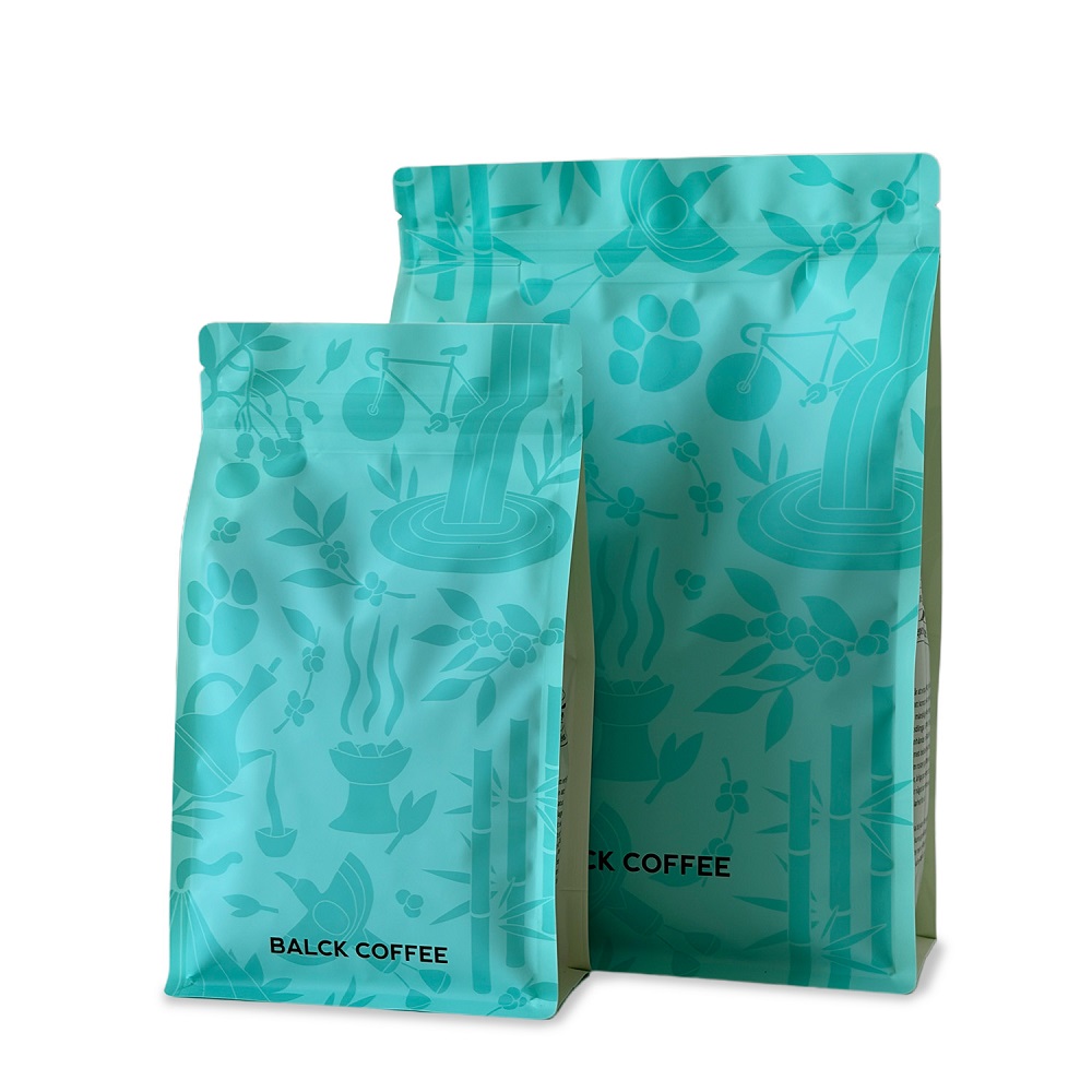 Soft Touch Flat Bottom Coffee Bags with Press close zipper