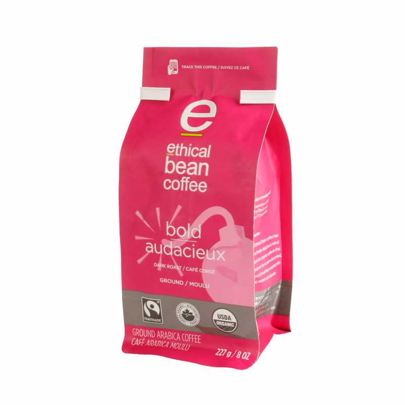 Custom Printed Side Gusset Coffee Bag with Valve and Tin Tie